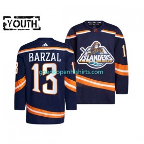 New York Islanders MATHEW BARZAL 13 Adidas 2022-2023 Reverse Retro Marine Authentic Shirt - Kinderen
